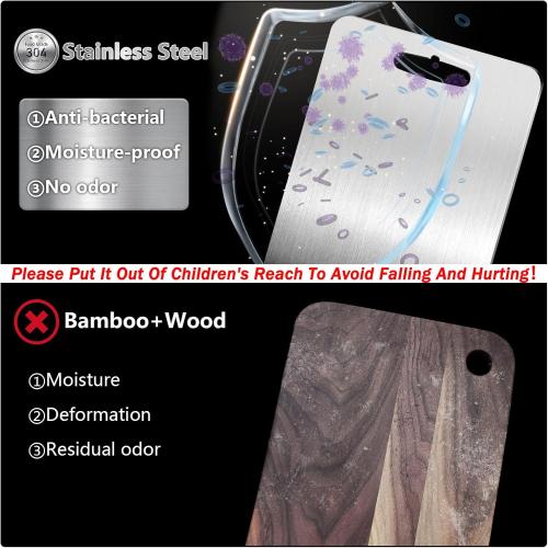 3 PCS 304 Stainless Steel Cutting Board For Kitchen, Meat Cutting Board, Edge Smoothing, Food Grade Stainless Steel, Easy To Clean, Kitchen Tool(S M L)