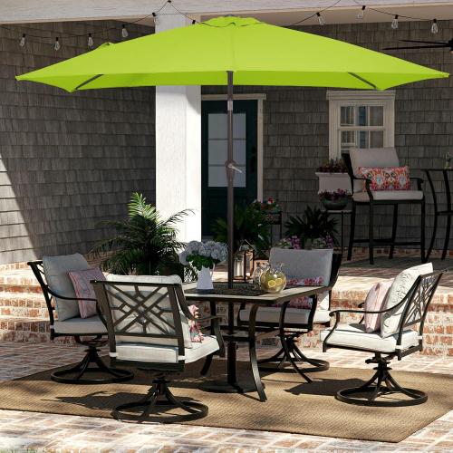 Size  6.5x10 ft Color Red Rectangular Patio Umbrellas Outdoor Market Umbrella with Push Button Tilt and Crank, Rectangle Table Umbrella 6 Sturdy Ribs UV Protection for Pool Garden Backyard Deck,