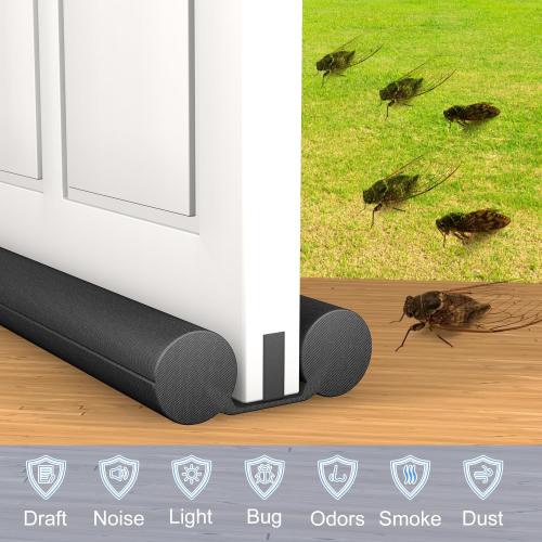 2 Pack Large Door Draft Stopper for Bottom of Doors 36 Inch Door Sweep Weather Stripping Noise Blocker Under Door Draft Noise Black Stoppers Adjustable Twin Door Sweep Draft Seal Window Sealer
