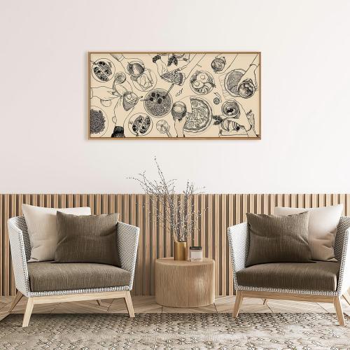 Ausril Cheers Bar Wall Art Framed Canvas Set - Vintage Drink Cocktail Painting, Modern Party Decor, Abstract Friend Pub Prints for Kitchen, Dinning Room, Restaurant, Living Room, Bar - 20x40 Inch