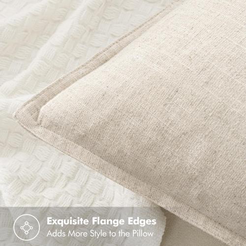 MIULEE Decorative Linen Pillow Covers 18x18 Inch Natural Beige ​Boho Farmhouse​ ​Neutral Couch Throw Pillows for Bed Pack of 2 Accent Modern Pillowcase Sofa Livingroom Home Decor