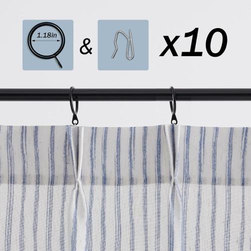 LIMON HOME Bathroom Curtains Window for Blue Cafe Curtains 24 Inch Length,Light Blue on Neutral Short Curtains 2 Panels