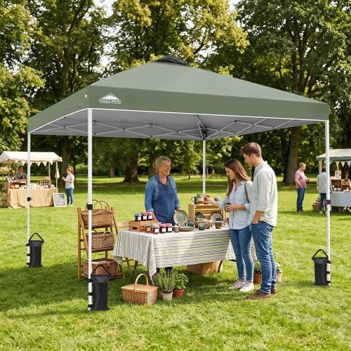 EAGLE PEAK 10x10 Pop Up Canopy Tent Easy Up Canopy Outdoor, Sage Green | Patented PeakPush™ Center Lock, 1 Person Setup Portable Pop Up Tent, Beach, Markets, Camping Sport Events, Wheeled Carry Bag
