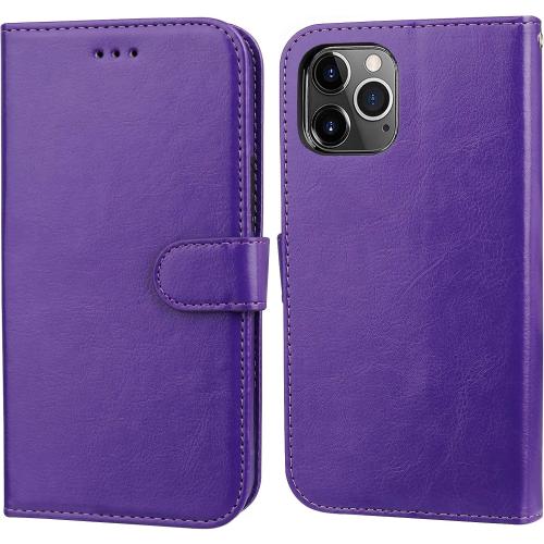 Bocasal for iPhone 11 Pro Max Wallet Case with Card Holder PU Leather Kickstand Shockproof Protective Wrist Strap Flip Cover for iPhone 11 Pro Max 6.5 inch (Purple)