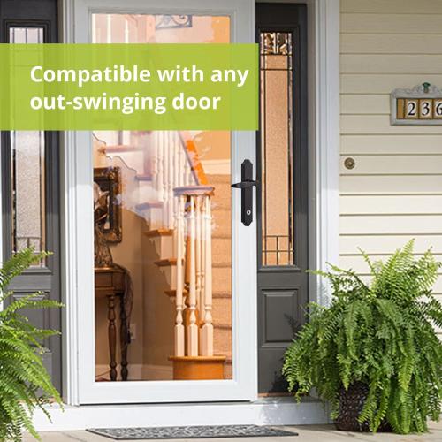 Ideal Security 1216 Surface Mount Storm Door Handle with Lock and Key for 1 – 1 ½ inches Thick Doors (Black, 4-Posts)