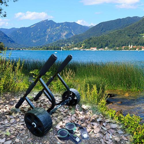 Color Black GanFindX Heavy-Duty Aluminum Kayak Cart Solid Airless Wheels,  Easy Detachable Assembly & Adjustable Width Kayak Dolly, Suitable for Kayak and Canoe