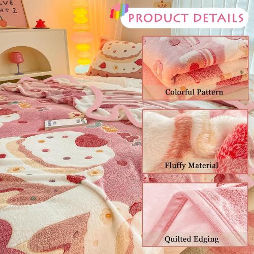 MorroMorn Pink Twin Blanket for Bed Couch Daybed, Fall Super Soft Fleece Blankets for Girls Kids Teen Preppy Dorm - Cozy Fluffy Plush Lightweight