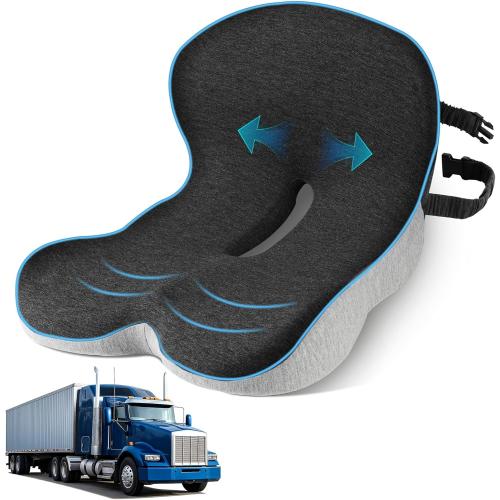 Grey Trucker seat Cushions for Long Sitting, semi Truck seat Cushion with Lumbar Support, Truck seat Cushion for Back Pain and Supporting The HIPS, Trucker Essentials (YTZD0001, Average Size)
