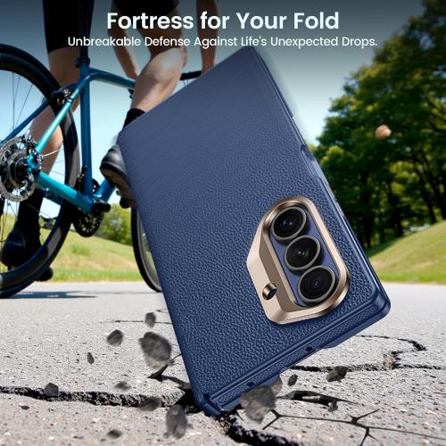 for Samsung Galaxy Z Fold 7 Case with Screen Protector, [One Piece Box-Style Case] [Compatible with Magsafe] [Hinge Protection] Slim Thin Full Body Shockproof Leather Phone Cover for Z Fold7 - Blue