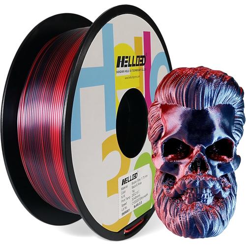 Bicolor Silky 1.75mm Black & Rose HELLO3D PLA 3D Printing Filament 1.75mm Dual Color Silk Filament,Silk Shiny Red Black 2 Colors in 1 Coextrusion 3D Printer Filament 1KG 1.75mm 3D Printing Material with Bicolor Dichromatic 2 Colors
