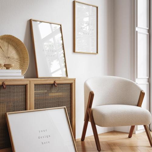 puthiac 18x24 Oak Wood Picture Frames -18x24 Poster Frames for Wall, 18x24 Picture Frame, 18 x 24 Picture Frames, 18 x 24 Frame for Wall(1 Pack, Beige)