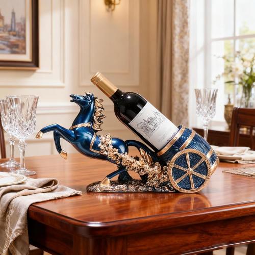 Horse Wine Bottle Holder,Decorative Wine Bottle Display—Resin Sculpture Wine Racks Figurines for Kitchen/Cellar/Bar Decor Organizer,Year of the Horse 2026 Gifts for Women/Men Housewarming