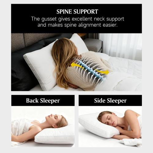 Beautyrest Goose Feather Down Fiber Gusseted Pillows, Firm Hotel Pillow Luxury Bed Pillows, 100% Cotton Cover, King Size Set of 2