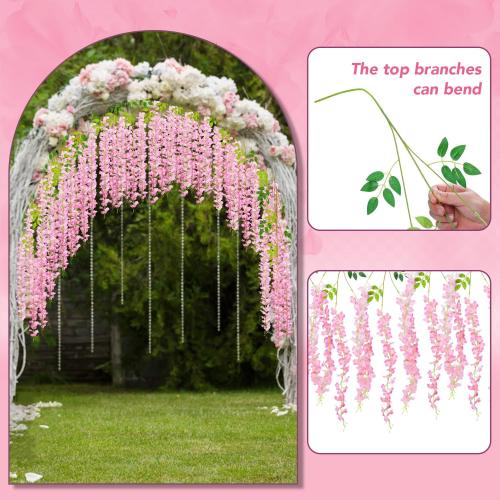 Alotiki Wisteria Hanging Flowers,50 Pack Fake Hanging Flowers,Wisteria Artificiales Garland for Home Wedding Arch Floral Party Garden Ceremony Outdoor Decor,3.6 Feet Long(50,Pink)