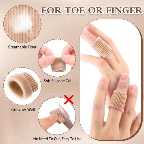 Blulu 10 Pieces Toe Tubes 0.98 Inches Cushion Tube Corn Pads for Toes Sleeves Soft Gel Protectors for Cushions Corns Blisters Calluses 3 Size(Skin Color,Medium Size)