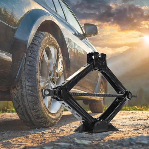 Scissor Jack for Car, Heavy-Duty 2-Ton (4409 lbs) Tire Jack Kit for SUV and Auto, Portable Collapsible Steel Scissor Lift Jack with Crank Handle (Black)