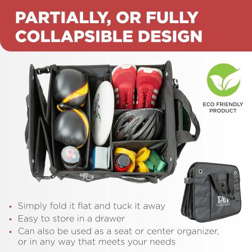 TRUNKCRATEPRO Size  XL Color Black  Premium SUV, Truck, Car Trunk Organizer With Expandable Compartments - Lightweight Foldable Cargo Organizer