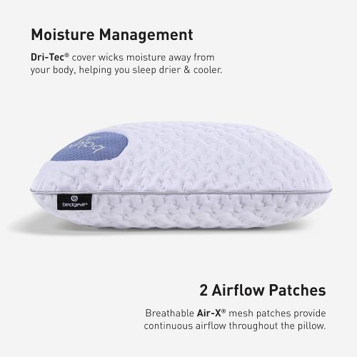 Bedgear Balance Cuddle Curve Performance Pillow - Size 0.0 - Moisture-Wicking Pillow for Side Sleepers - Medium Firmness Bed Pillow- Hypoallergenic, Washable Removable Cover - 20 W x 26 L x 4.75 H