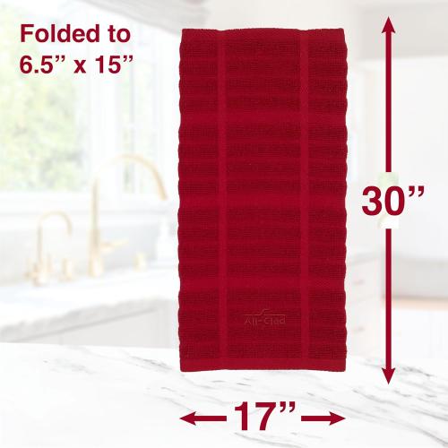 All-Clad Solid Kitchen Towel: Highly Absorbent, Super Soft Long Lasting - 100% Cotton, 17x30 Tea Towel for Cleaning & Drying Dishes, Pans, Glassware, or Countertops, (2-Pack), Chili