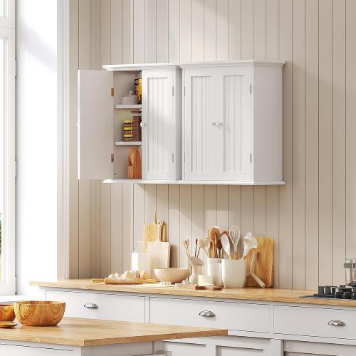 ChooChoo Bathroom Wall Cabinet, Over The Toilet Space Saver Storage Cabinet, Medicine Cabinet with 2 Door and Adjustable Shelves, Cupboard