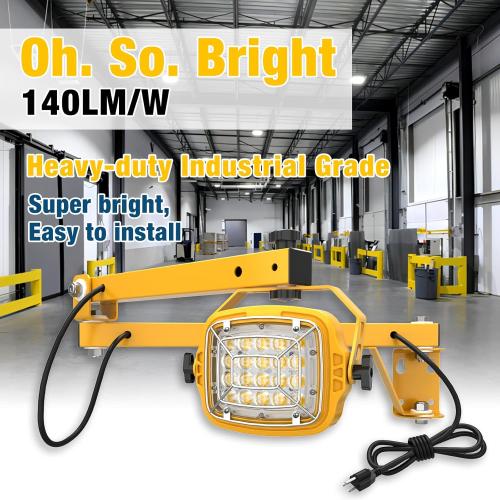 50W LED Loading Dock Light with 40 Folding Arm, 7,000 Lumens, 360° Rotatable Lamp Head, IP65 Rated ETL Listed for Trailers, Docks, Warehouses, Container