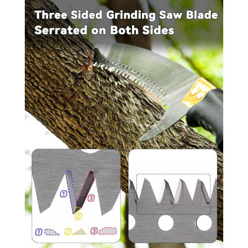 14.5FT Pole Saw with Adjustable Length for Tree Trimming, Lightweight Manual Pruning Saw with Mn Steel Blade, Long Extension Branch Cutter Pole Pruner for Yard, Garden, Patio & Forestry Use