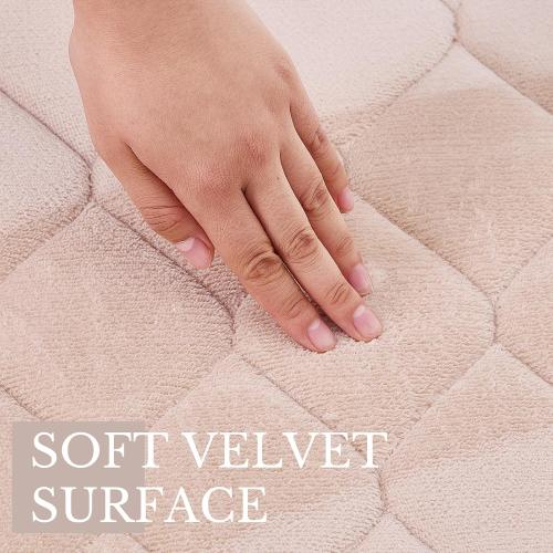 Memory Foam Bath Mat, Soft Velvet Bathroom Mats, Super Absorbent, Non-Slip, Thick Bath Rug for Bathroom, Toilet, Shower Machine Wash and Tub 16 X 24 Beige