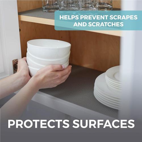 HOME GENIE Shelf Drawer and Cabinet Liner, Durable with Strong Grip, 17.5 IN x 20 FT, Non Adhesive Liners Protect Kitchen Cabinets and Cupboard, Pantry, Bathroom Drawers and Shelves, Desks, Slate Gray