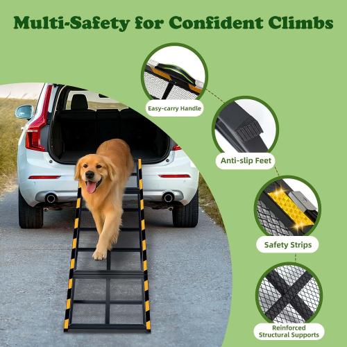 Dog Ramp for Car, Extra Wide 20”x75” Long, Folding Outdoor Pet Ramp for Large Dogs Non-Slip Dog Car Ramp for Truck, SUV, RV