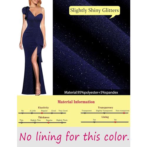 VFSHOW Womens Formal Prom Elegant Ruffle One Shoulder Beaded Strap Ruched Slit Maxi Dress Wedding Evening Long Gown large