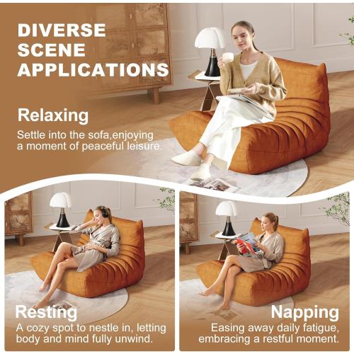Bean Bag Chair for Adults, Bean Bag Sofa - Adult Size with Soft Waterproof Fabric for Living Room, Apartments, Reading Corner, Gaming, and Movie Venue (DarkOrange)