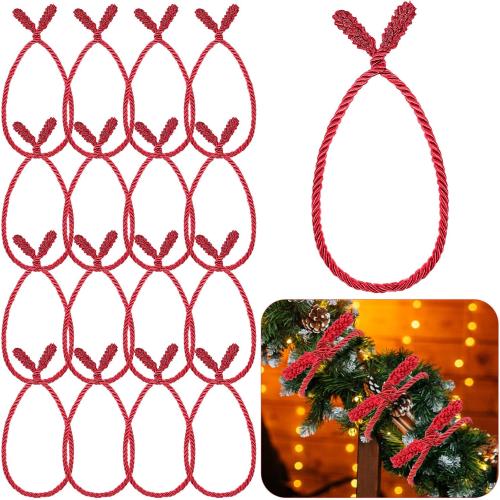 Set of 16 Pcs 20 Inches Color red Christmas Garland Ties Christmas Decorative Twist Ties for Banister Reusable and Flexible Twist for Xmas Home Decorations Holiday Craft Wrapping (Red)