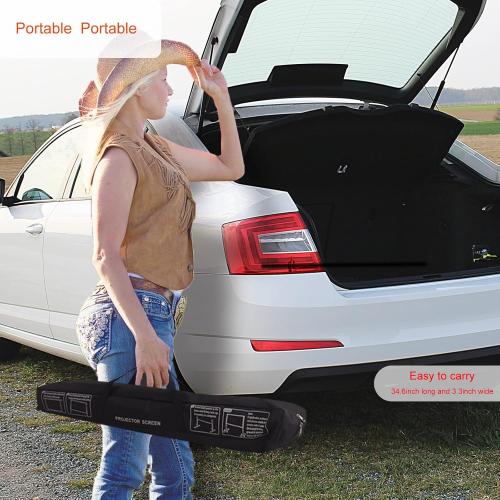 SKERELL Projector Screen with Stand 120 inch Portable Projection Screen 16:9 4K HD Rear Front Projections Movies Screen with Carry Bag for Indoor Outdoor Home Theater Backyard Cinema Travel