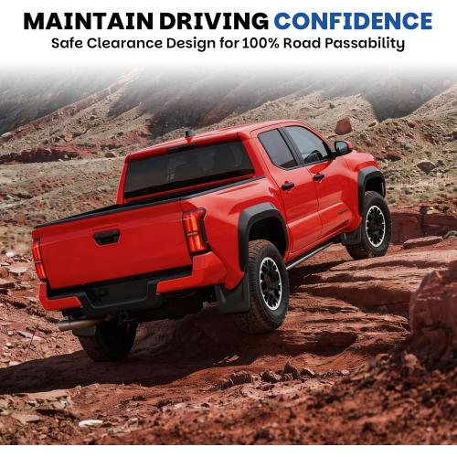 Upgraded Wide Mud Flaps Compatible with 2024-2026 Toyota Tacoma, Heavy-Duty Front & Rear Splash Guards, Custom-Fit Mudguards for Pickup Truck, Durable Fender Liners, No-Drill Installation Kit(4 PCS)