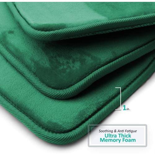 Clara Clark Bathroom Rugs, Ultra Soft Plush Bath Mat for Bathroom, Non-Slip, Velvet Memory Foam Set of 2 Bath Rugs, 17 x 24, Solid Hunter Green