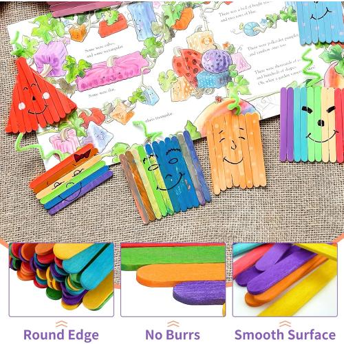 WISYOK 2000Pcs 4.5 Inch Popsicle Sticks, Colored