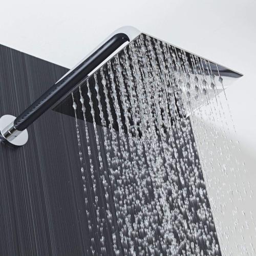 Voolan Oversize Rain Shower Head - High Flow Square Rainfall Showerhead - Waterfall Full Body Coverage - Universal Ceiling or Wall Mount (16 Inch, Chrome)