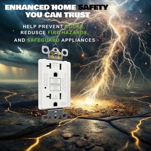 (20 AMP - 1 Pack) GFCI Outlet WR White – Tamper Resistant, Weather Resistant GFI Receptacle with Self-Test, LED Indicator,UL Listed, Easy Install – Ground Fault Outlet for Outdoor Use & Bathroom