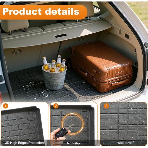Trunk Liner  All-Weather TPE Material Waterproof Car Cargo Liner Mat, Black