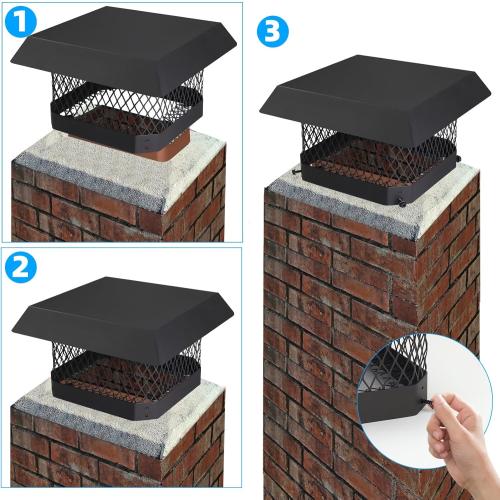 9 x 9 Chimney Cap Chimney Cover,Fireplace Chimney Caps for Outside,Chimney Rain Caps Chimney Flue Cover Chimney Roof Rain Guard on Existing Flue Tile Brick Clay,Galvanized Steel Chimney Vent Cap