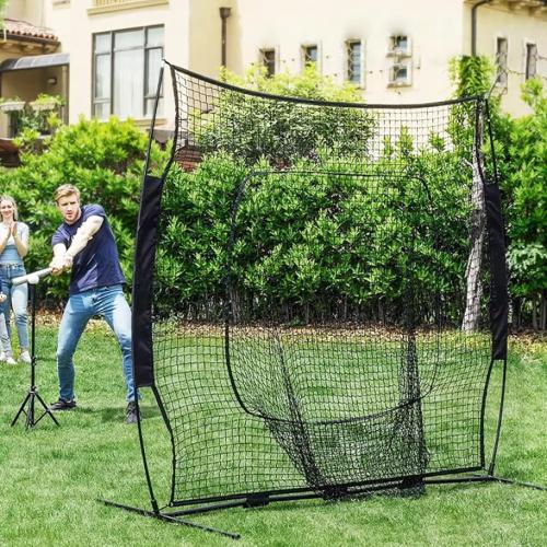 7'×7' Baseball Softball Practice Net with Strike Zone and Carry Bag, Batting Tee, Baseball Backstop Practice Net for Pitching Batting Catching for All Skill Levels
