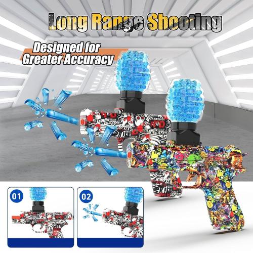 2 Pack Gel Ball Blaster Guns, Small Manual Splat Orby Gun, Gel Splatter Blaster for Adults, Outdoor Activities Shooting Games for Backyard, Garden& Lawn, Ages 14 & Up (Red   Yellow)