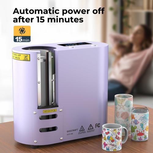 GO2CRAFT Auto Seamless Tumbler Heat Press Machine, Automatic Rotation Advanced Cup Heat Press with Fast & Even Heating, 4 Memory Modes for 11-30oz Sublimation Tumblers, Mug, Glasses(Purple)