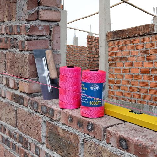 Mason Line, 1000 Feet #18 Braided Nylon Mason line String Perfect for Masonry Jobs and for The Layout of General Construction, Gardening, DIY Project, Fluorescent Pink