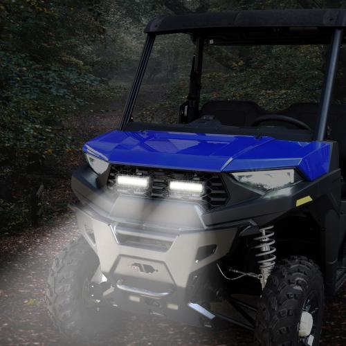 SAUTVS Front Mesh Grill with Accent Light for Ranger SP 570, Waterproof Black Mesh Grille with LED Light Bar for Polaris Ranger SP 570 / Crew SP 570 2022 2023 2024 2025 2026 Accessories (1PCS)