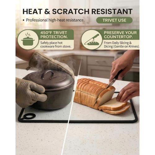 Tempered Glass Cutting Board for Kitchen Counter - 18x12 Large | Dishwasher Safe, Heat Resistant & Non-Slip