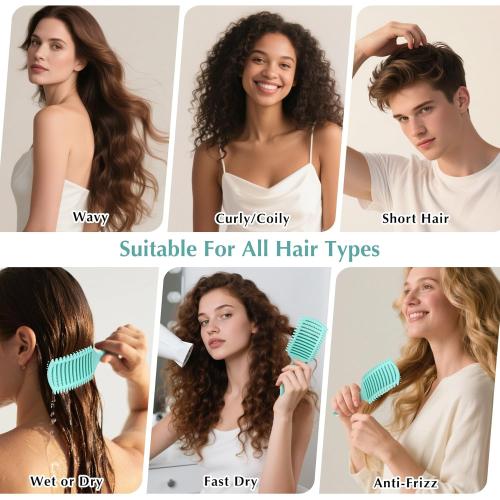 Color Green Curl Defining Brush, Detangler Brush for Curly Hair, Vented Curly Hair Brush Products, Detangling Shaping and Defining Women's Curls on Wet or Dry Hair Types, Reduces Frizz (Green)