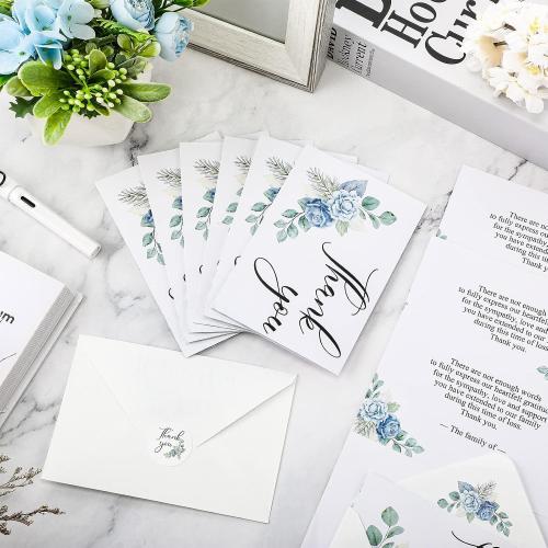 Fumete 50 Set Funeral Thank You Cards, Flower