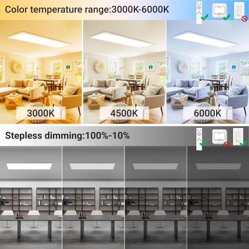 zemty LED Flat Panel Light with Remote 31.4x9.8 Inch, 35W 4000LM 3000K-6000K Adjustable Color Temperature, Dimmable Flush Mount Ceiling Light Fixture for Kitchen Bedroom Garage