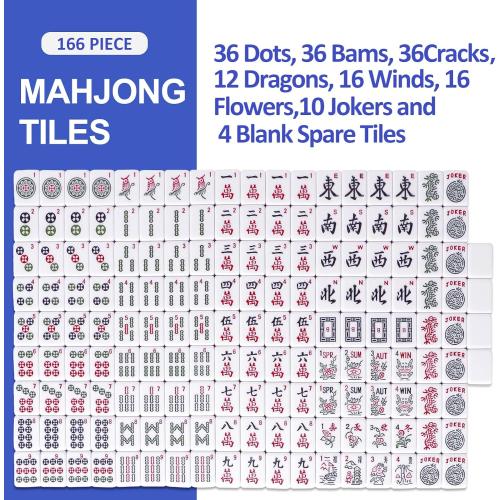 TIASUSAN American Mahjong Tile Set with 166 Navy Blue Back Tiles (1.2”, Tiles Only)